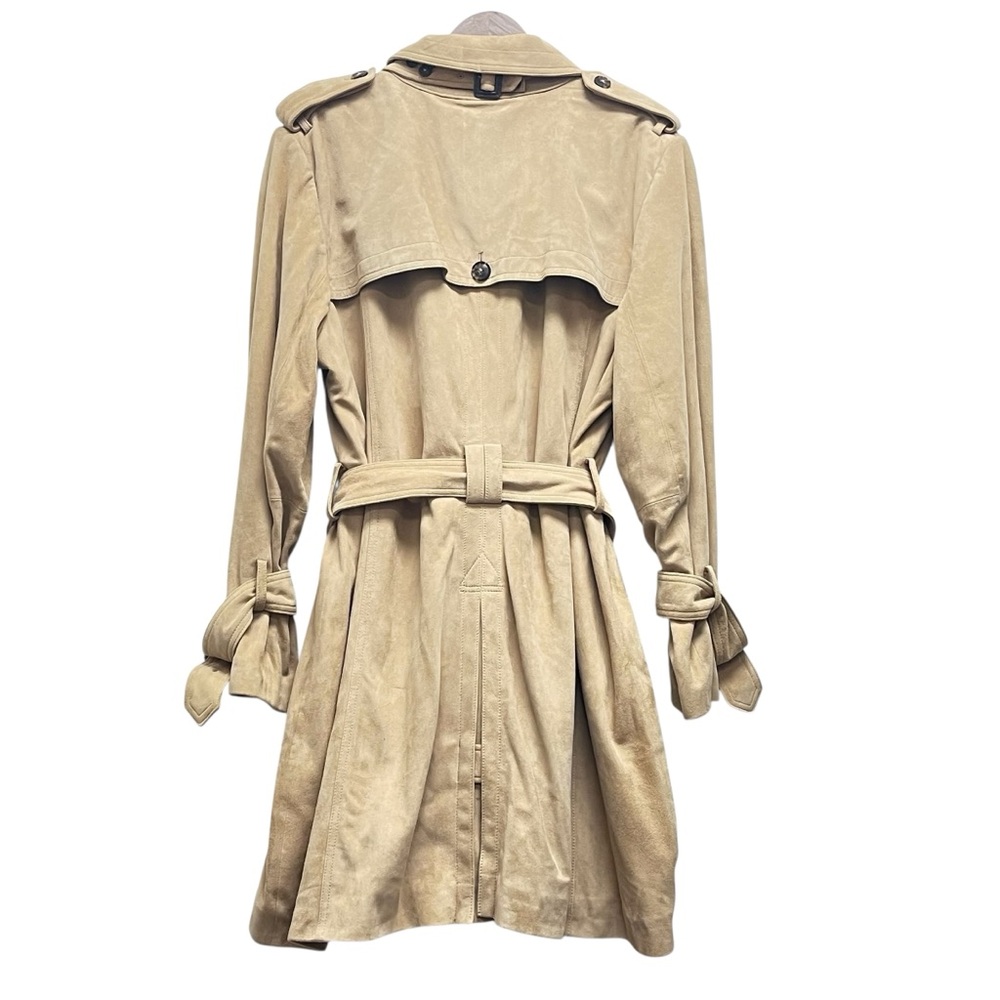 Banana Republic Classic Double Breasted Tan Suede Trench Coat Size XXL - Picture 2 of 15